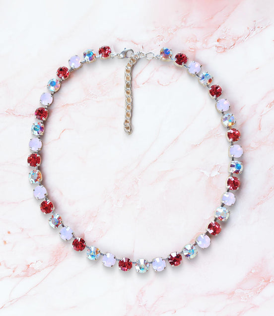 ICED STRAWBERRIES Austrian crystal necklace pink,clear crystal AB