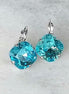 Crystal square drop earrings light turquoise