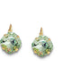 Swarovski Kristall 12 mm quadratische Ohrringe mit ausgefallenem Stein, grüner Chrysolith, vergoldet