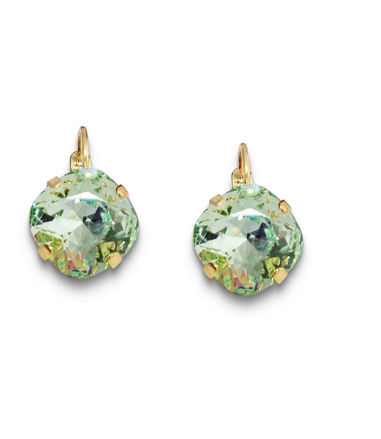 Boucles d'oreilles en cristal Swarovski 12 mm, pierre fantaisie carrée, chrysolite verte, plaqué or