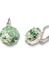 Crystal  square drop earrings chrysolite ,rhodium silver