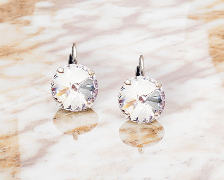 Crystal rivoli drop earrings clear crystal,antique silver