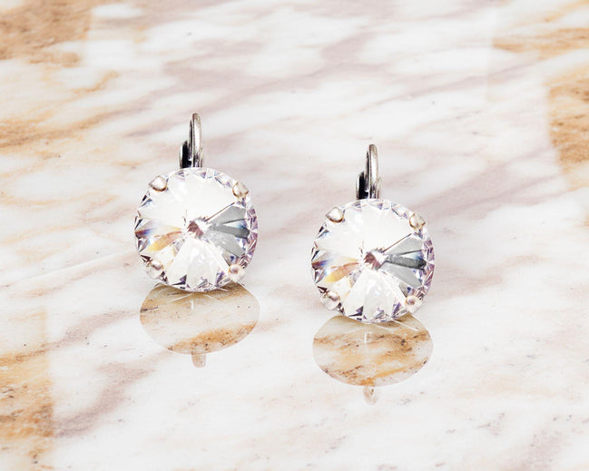 Crystal rivoli drop earrings clear crystal,antique silver