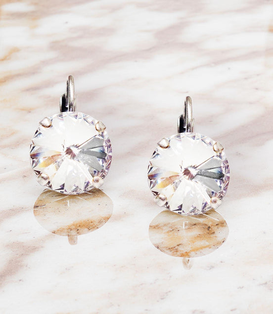 Crystal rivoli drop earrings clear crystal,antique silver