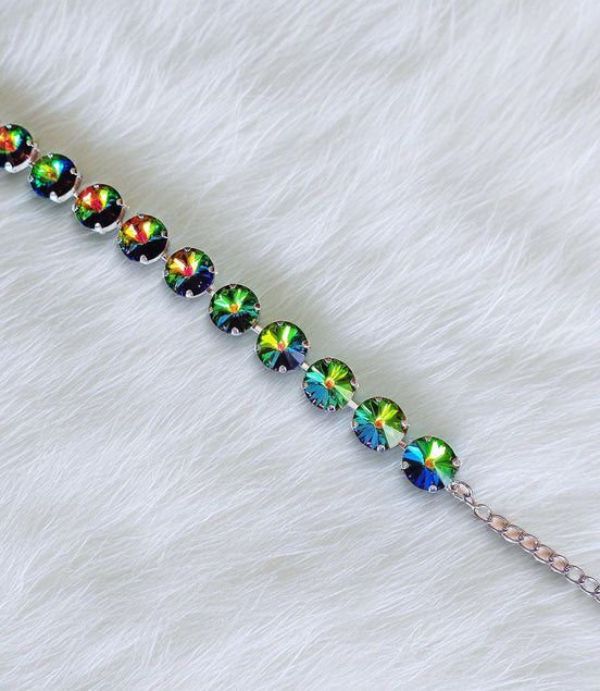 Austrian  crystal rivoli tennis  bracelet vitrail medium,rhodium silver