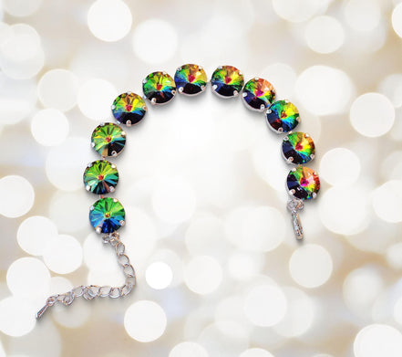 Austrian  crystal rivoli tennis  bracelet vitrail medium,rhodium silver