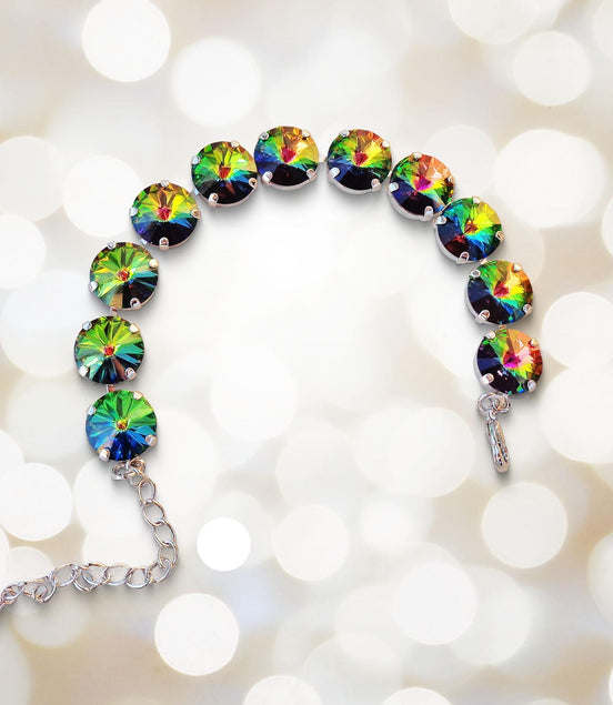 Austrian  crystal rivoli tennis  bracelet vitrail medium,rhodium silver