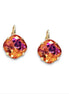 Crystal  square drop earrings pink astral,gold plated