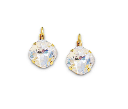 Crystal  square drop earrings clear crystal,gold plated