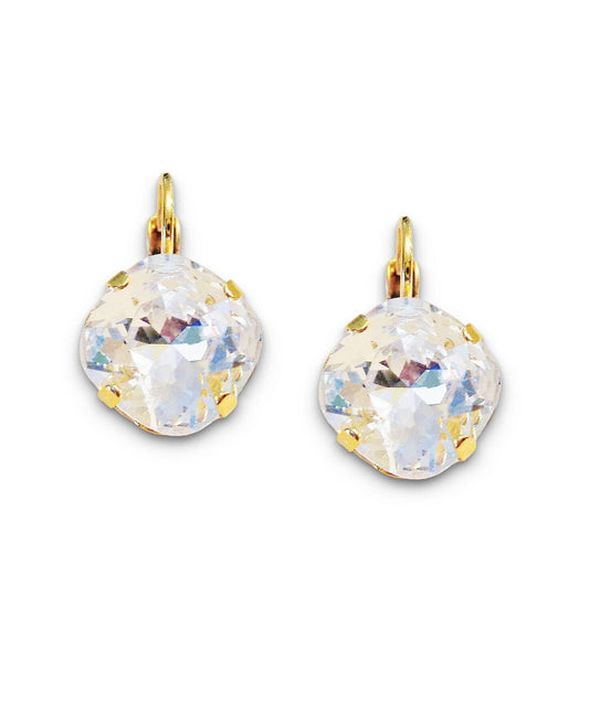 Crystal  square drop earrings clear crystal,gold plated