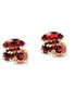 Crystal mini multistone stud earrings,scarlet,red magma,gold plated