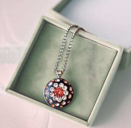 FRANCESCA ,Crystal pendant necklace,clear crystal ,rose peach