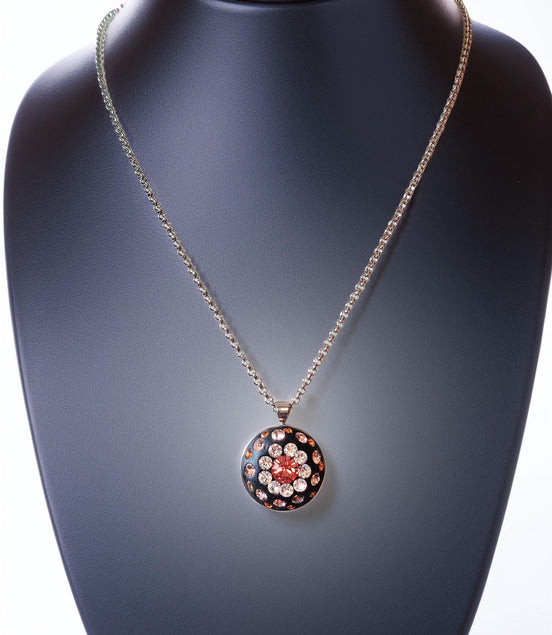 FRANCESCA ,Crystal pendant necklace,clear crystal ,rose peach