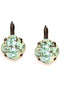 Crystal  square drop earrings chrysolite green,antique brass