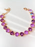 WINTER ORCHIDS Austrian crystal tennis bracelet cool dark pink tones,yellow gold