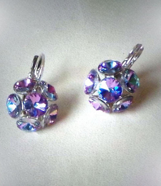 Crystal drop,vitrail light,earrings,rhodium silver