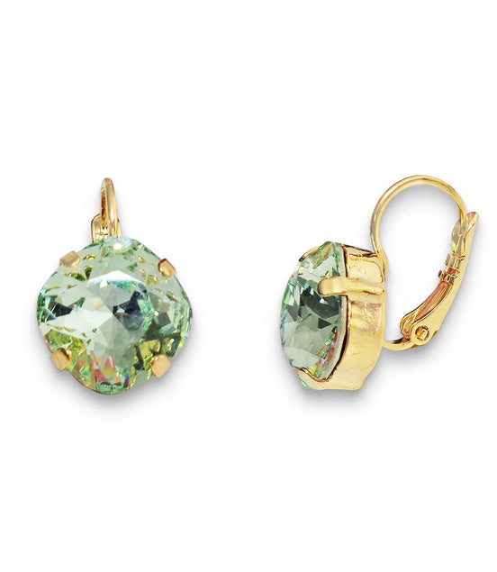 Boucles d'oreilles en cristal Swarovski 12 mm, pierre fantaisie carrée, chrysolite verte, plaqué or