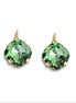 Crystal square drop earrings erinite green,goldplated
