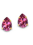 Crystal pear stud earrings dark pink,yellow gold