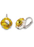 Crystal square drop earrings yellow,rhodium silver