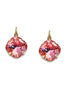 Crystal square drop earrings rose peach,gold plated