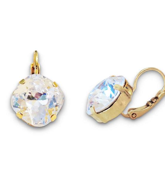 Crystal  square drop earrings clear crystal,gold plated