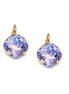Crystal square drop earrings lavender,gold plated