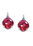 Crystal  square drop earrings Scarlet red ,rhodium silver
