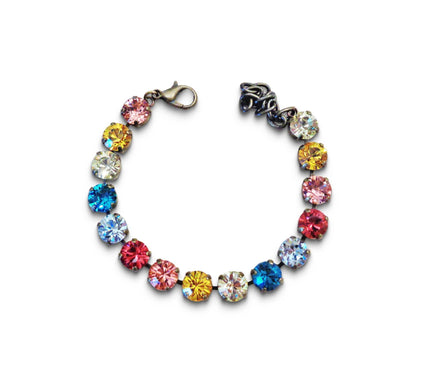 CANDY BASKET Crystal tennis bracelet multicolour,antique brass