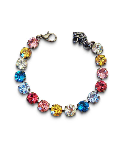 CANDY BASKET Crystal tennis bracelet multicolour,antique brass