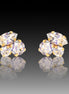Crystal mini multistone stud earrings,clear crystal,gold plated