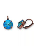 Crystal rivoli drop earrings turquoise,antique copper