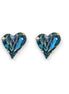 Crystal  stud heart earrings ,indian sapphire,gold plated