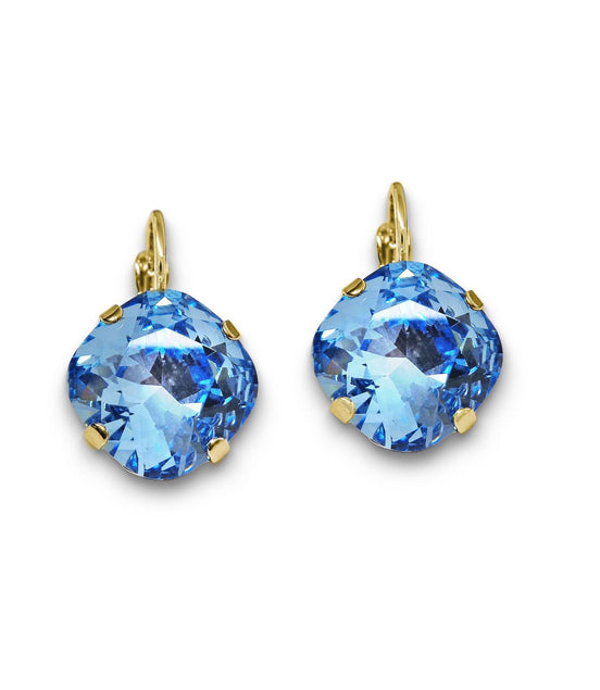 Crystal  square drop earrings aquamarine