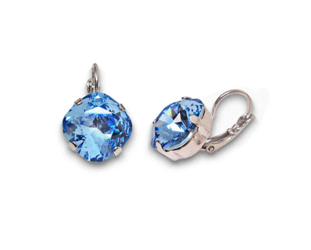 Crystal  square drop earrings aquamarine