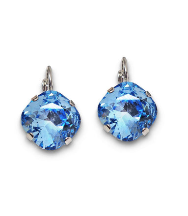 Crystal  square drop earrings aquamarine