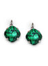 Crystal  square drop earrings majestic green ,rhodium silver