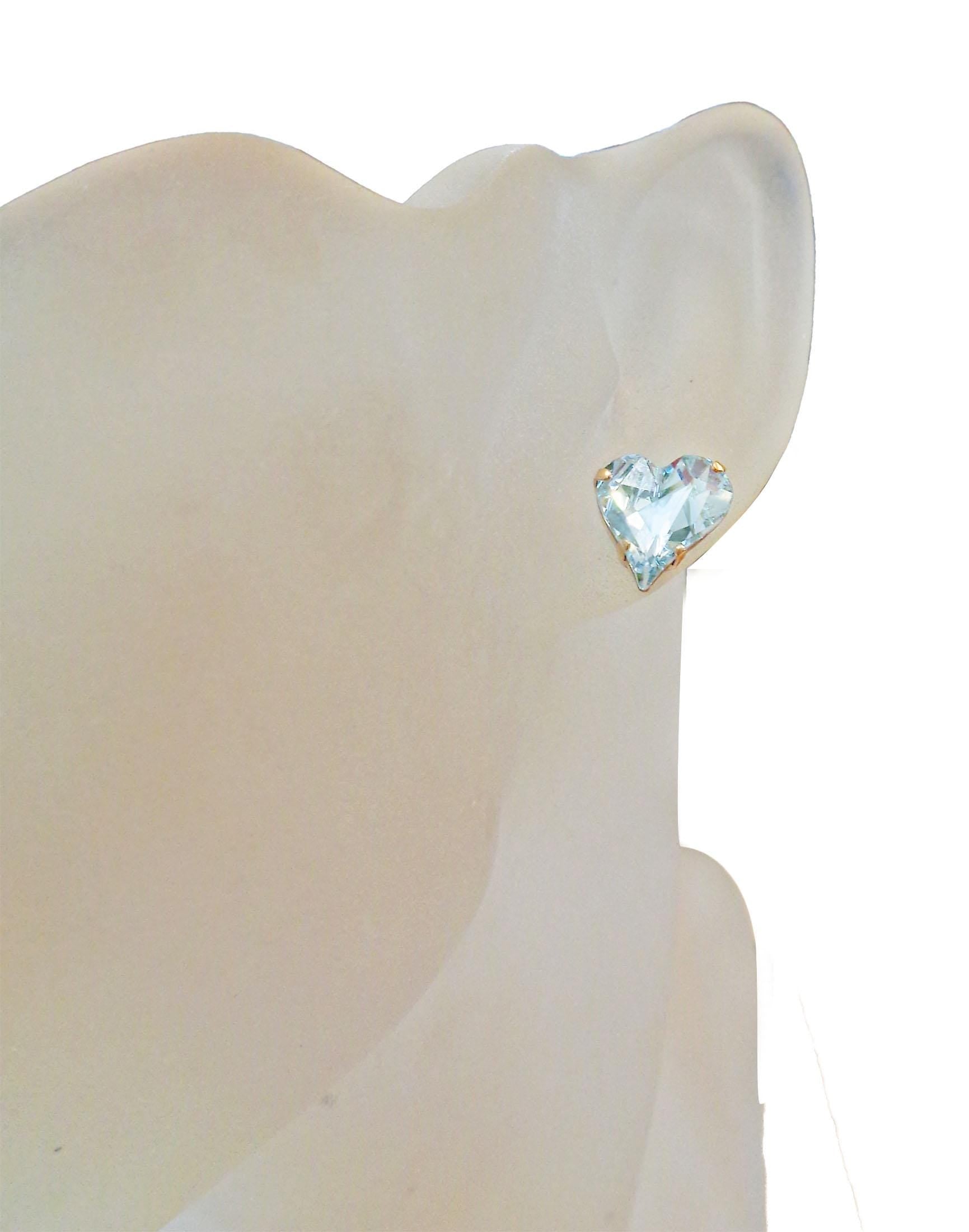 Boucles d'oreilles à tige en cristal Swarovski, pierre fantaisie, azur clair, plaqué or jaune
