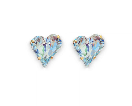 Boucles d'oreilles à tige en cristal Swarovski, pierre fantaisie, azur clair, plaqué or jaune
