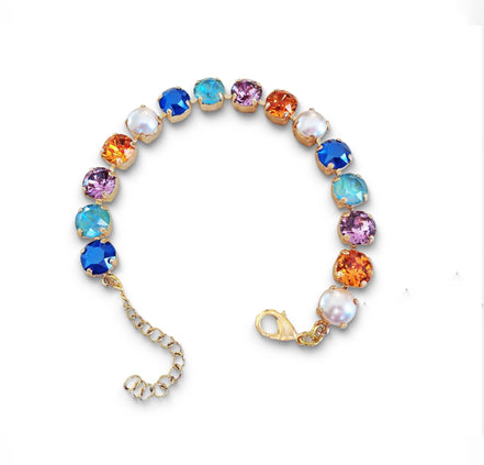 Austrian crystal  tennis bracelet multicolour,18k gold plated