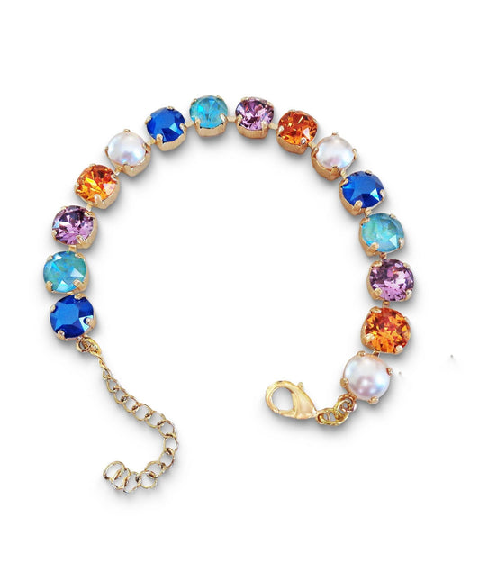 Austrian crystal  tennis bracelet multicolour,18k gold plated