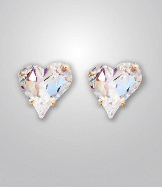 Crystal  stud heart earrings ,clear crystal