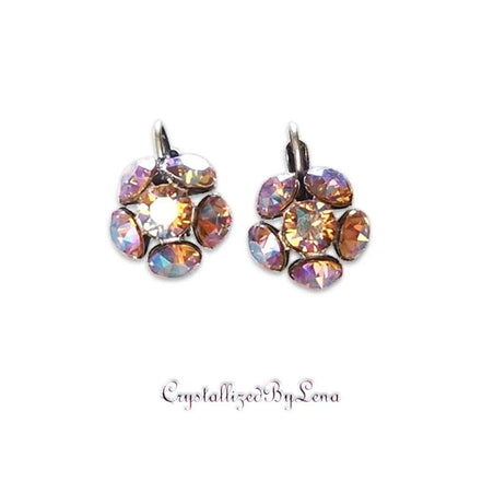 Crystal drop,topaz shimmer,earrings,rhodium silver