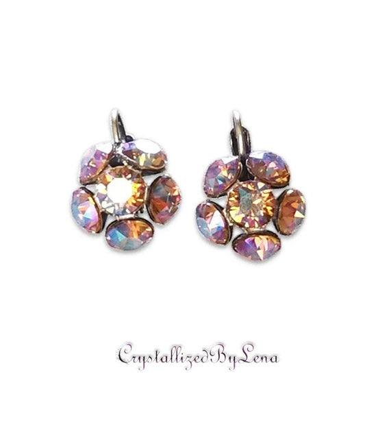 Crystal drop,topaz shimmer,earrings,rhodium silver