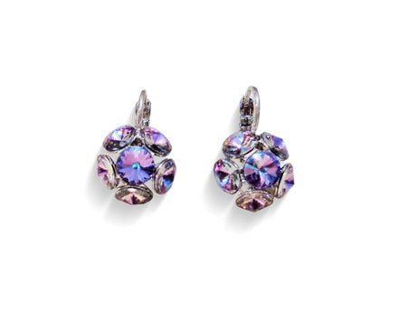 Crystal drop,vitrail light,earrings,rhodium silver