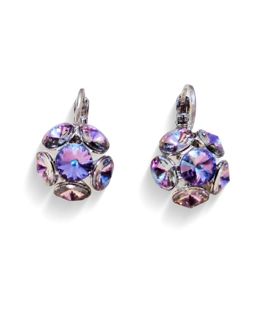 Crystal drop,vitrail light,earrings,rhodium silver