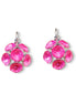 Crystal drop,electric pink ,earrings,rhodium silver