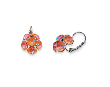 Crystal drop,light peach,earrings,rhodium silver