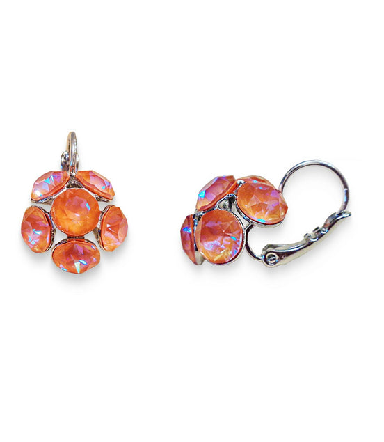 Crystal drop,light peach,earrings,rhodium silver