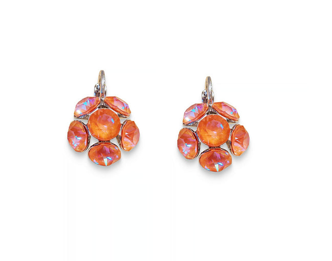 Crystal drop,light peach,earrings,rhodium silver